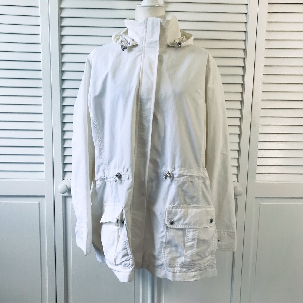 2/$50 LANDS’ END White Full Zip Hooded Jacket